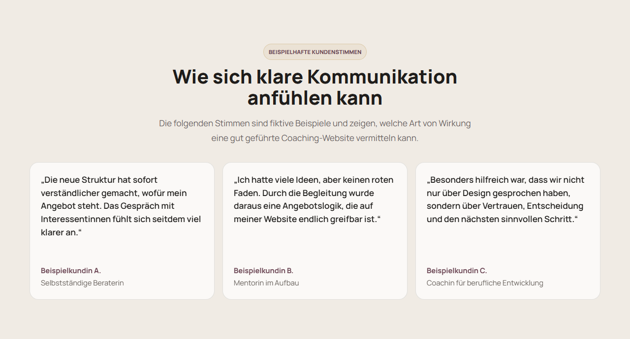 Vorschau: Kundenstimmen in Version 01 - Ruhig & persönlich