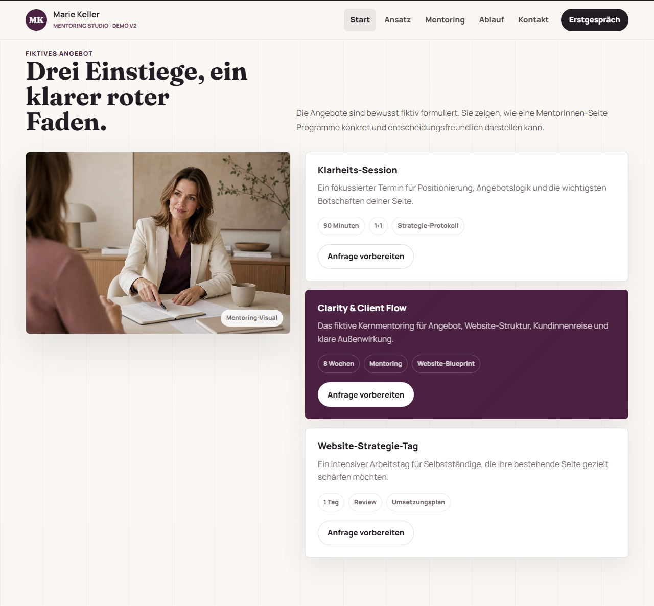Vorschau: Angebote / Mentoring in Version 02 - Editorial & kontrastreich