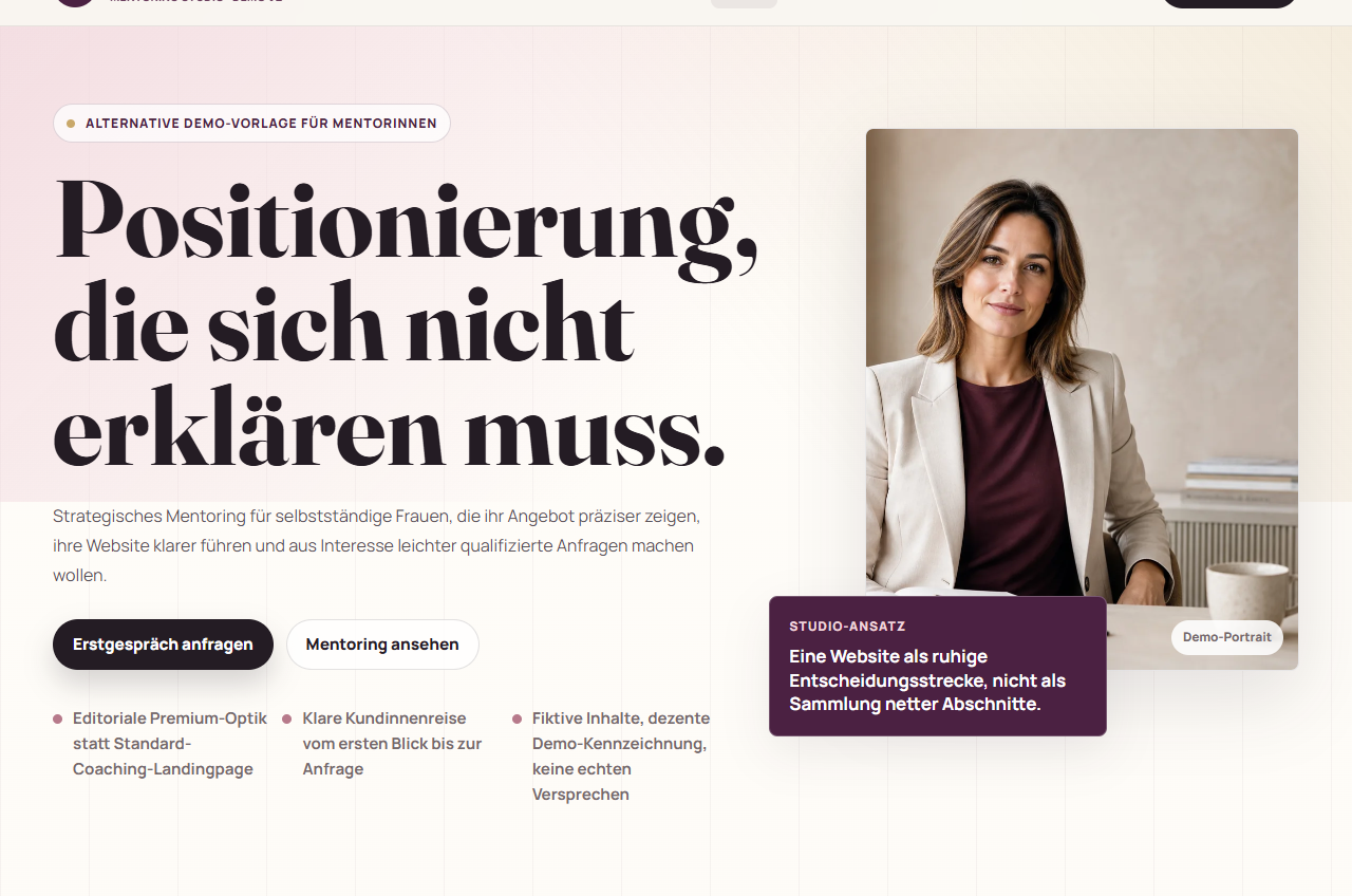 Vorschau: Hero / erster Eindruck in Version 02 - Editorial & kontrastreich
